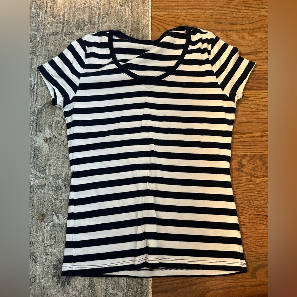 Tommy Hilfiger Black and White Striped Top